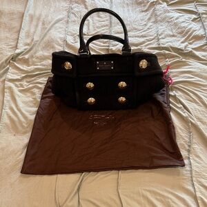 Kate Spade Black Satchel with Silver Details